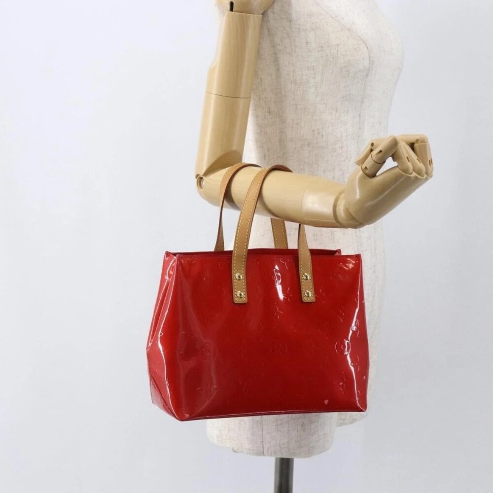 LOUIS VUITTON Monogram Vernis Reade PM Hand Bag Red Rouge